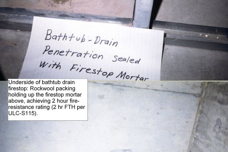 Bathtub drain firestop